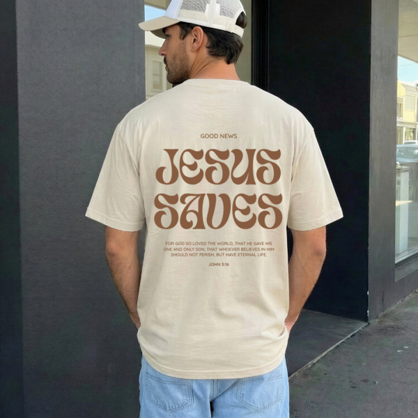 Jesus Saves T-Shirt, christliche Mode, religiöse Kleidung, christliches Statement, Glaube, evangelis.